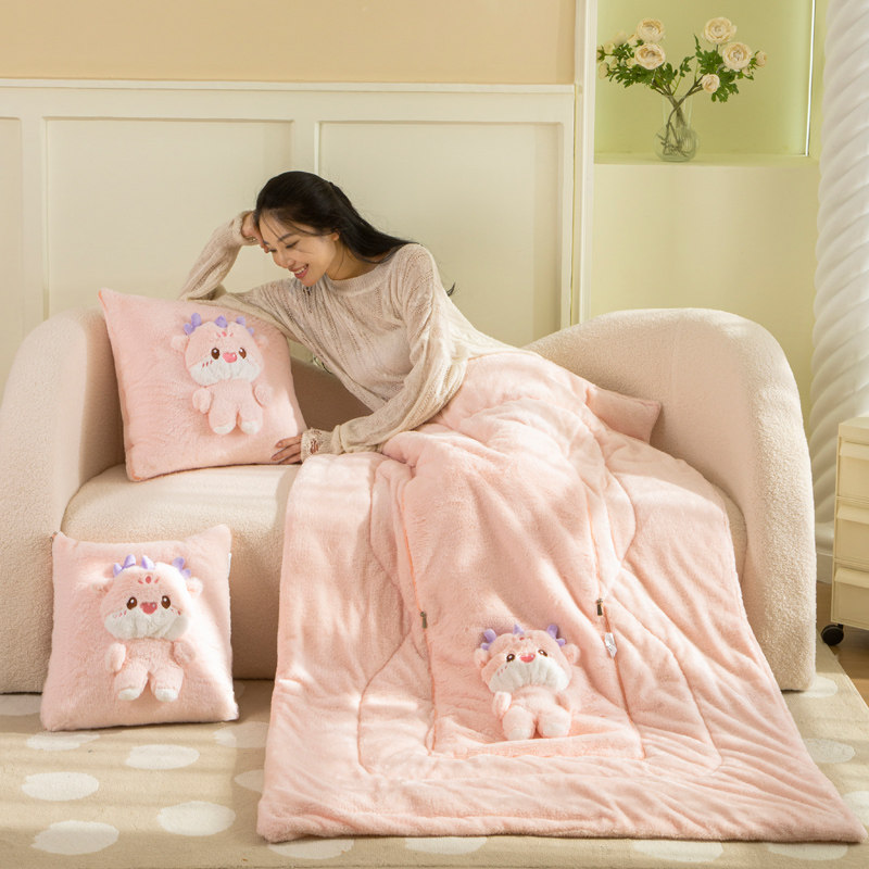 毛绒玩具公仔午休抱枕被子高档兔兔绒超柔靠垫二合一午睡车载靠垫,居家布艺,抱枕被,淘宝优惠券,粉丝福利购,淘宝优惠卷