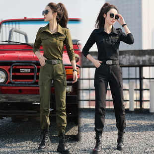 春秋2024新款迷彩服套装女时尚显瘦水兵舞工装套装女夏潮炸街运动