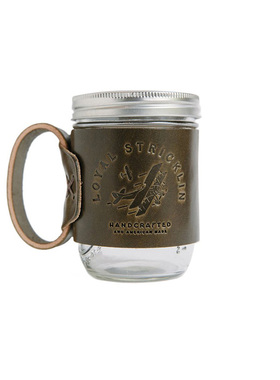 美国制造Loyal Stricklin 梅森罐 带真皮杯托 咖啡杯 随行饮水杯