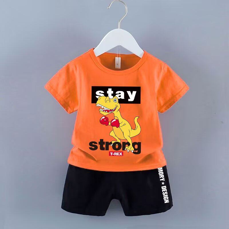 童装男童夏装套装2024夏季新款短袖短裤两件装时尚纯棉t恤小男生