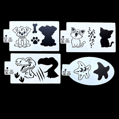 可爱动物小猫小狗恐龙海星彩绘镂空模版拓印模版模板