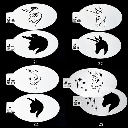 儿童面部彩绘小马宝莉独角兽马镂空模版拓印模版