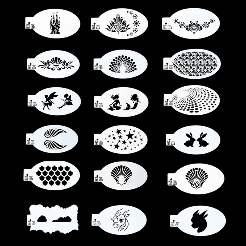 儿童面部彩绘贝壳冰晶云朵天使美人鱼翅膀恐龙鱼鳞城堡镂空模板