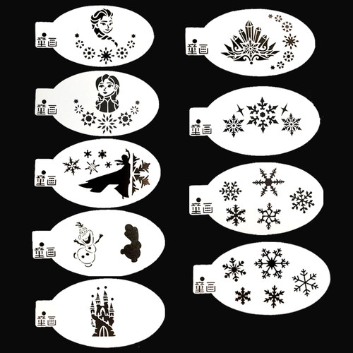 冰雪奇缘艾莎冰晶雪宝城堡雪花儿童面部彩绘镂空模版拓印模版模板