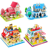 小学生奖励小礼品创意手工3D立体拼图城堡房子儿童幼儿园益智玩具