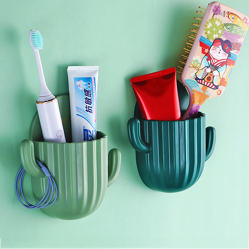 壁挂式牙刷架免打孔卡通放电动牙刷置物架卫生洗手间牙膏收纳挂架
