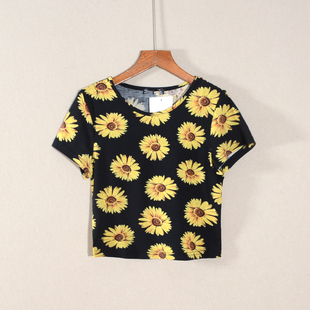 2025年夏款新品女装休闲风印花短袖T恤衫上衣打底衫潮流百搭款