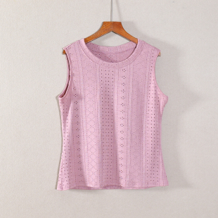 新品 上衣服打底衫 女装 纯色圆领T恤衫 潮 宽松休闲风无袖 2025年秋款