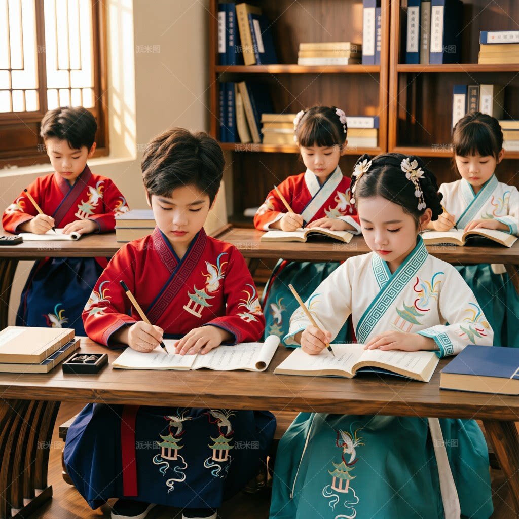 儿童汉服男童国学服装小学生开笔礼服男孩演出服女童古装表演服装