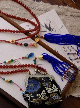 新中式国风复古手工包锦缎棉布搭扣零钱包国风礼物可放银行卡