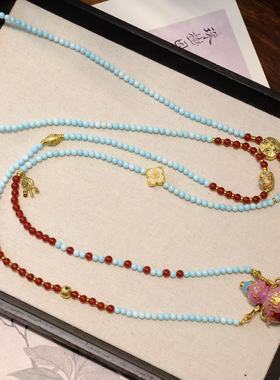 绿松石项链女红葫芦配饰串珠国风毛衣链吊坠可斜挎链