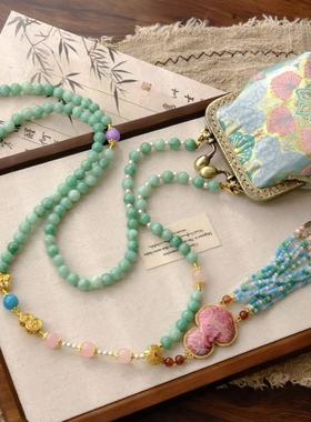 新中式国风复古绿玉项链葫芦流苏民族风轻奢百搭包包斜挎项链链