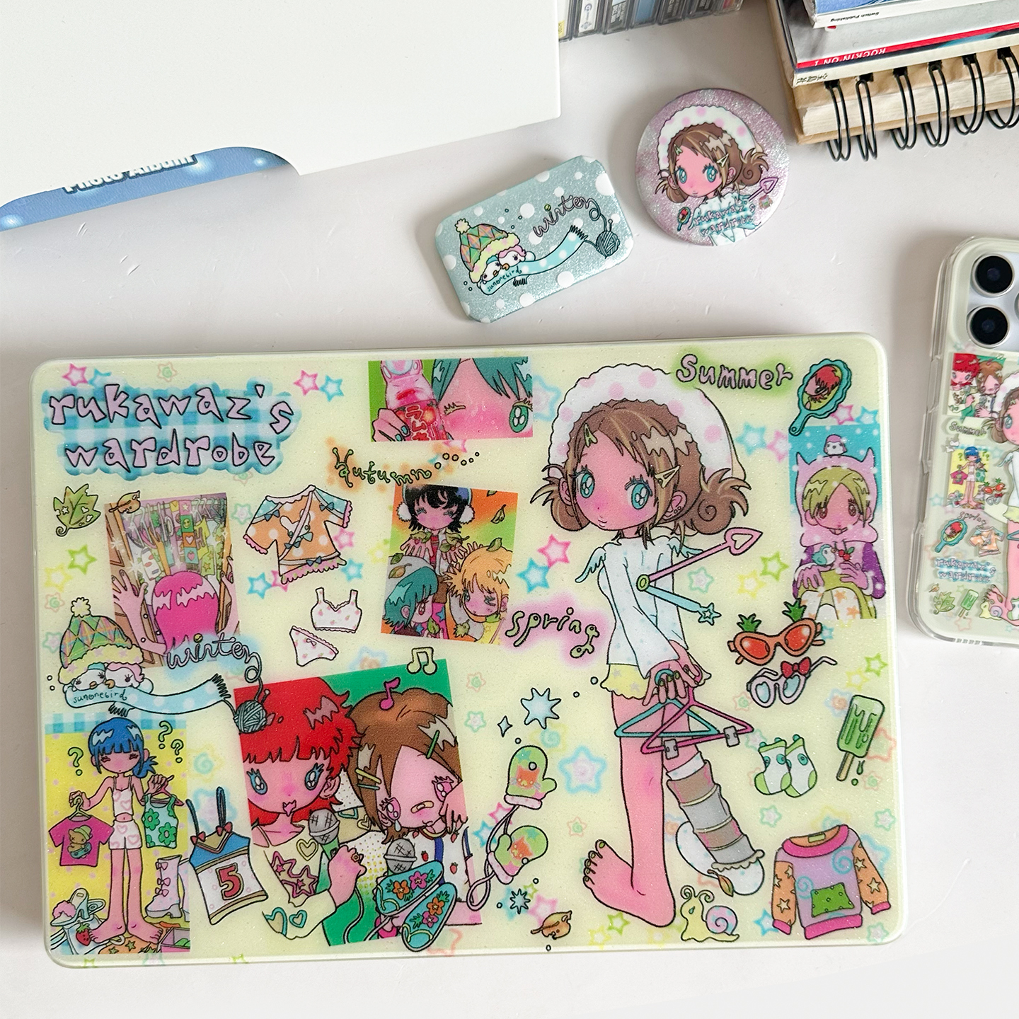 RUKAWAZx鸟鸟一原创复古可爱四季物语适用苹果电脑笔记本MacbookproM4/air 14/16/13寸满天星亮面保护壳