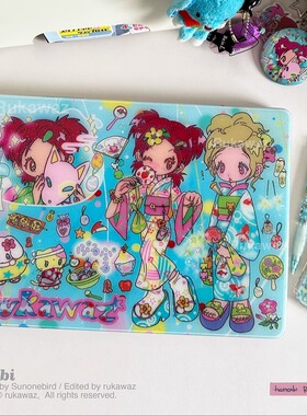 RUKAWAZx鸟鸟一联名原创夏日金鱼花火动漫日系适用苹果电脑笔记本MacbookproM3/air 13/16/14寸满天星亮面