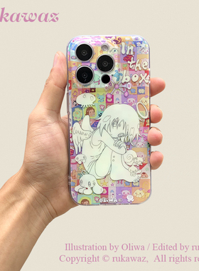 RUKAWAZxOliwa奥莉蛙联名原创可爱动漫复古小天使适用于iPhone苹果17/promax/16/15精孔双层imd手机壳