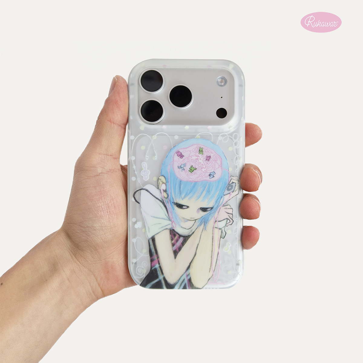 RUKAWAZ x Congming33联名原创设计 hear me 复古磨砂适用于iPhone苹果18 promax/17/16大孔双层imd手机壳