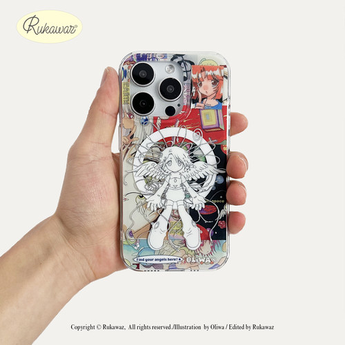 RUKAWAZxOliwa奥莉蛙联名原创可爱复古磁吸final angel适用于iPhone苹果17/promax/16/15大孔双层imd手机壳