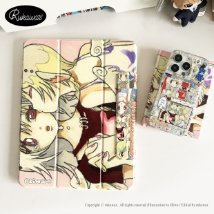 RUKAWAZxoliwa奥莉蛙联名原创Angel Kiss磁吸亚克力防摔适用苹果平板iPad pro保护壳