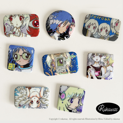 RUKAWAZxOliwa合作款马口铁纪念徽章复古可爱动漫吧唧徽章装饰