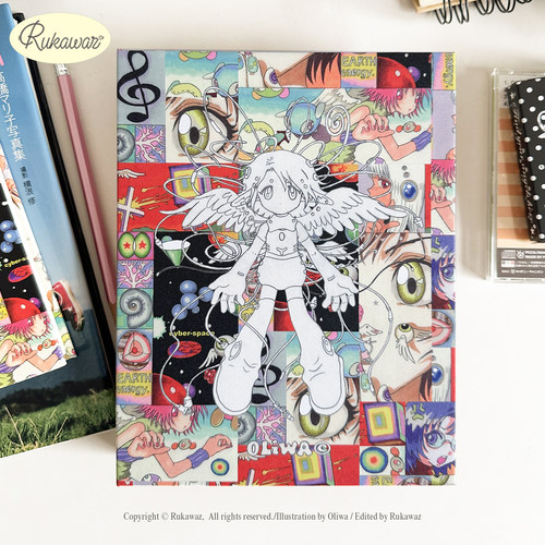 RukawazxOliwa联名final angel可爱A5尺寸6孔硬纸壳活页卡册收纳