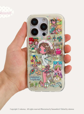 RUKAWAZx鸟鸟一联名原创双层亮面磁吸可爱四季物语动漫适用于iPhone苹果17/promax/16/15大孔imd手机壳