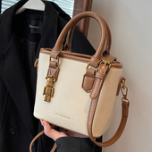 小众质感手提水桶包女包2026新款 单肩斜挎包 春夏百搭复古撞色时尚