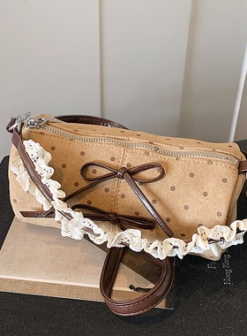 小众甜美芭蕾风手拎包女式2026新款秋季复古洋气单肩斜挎包圆筒包