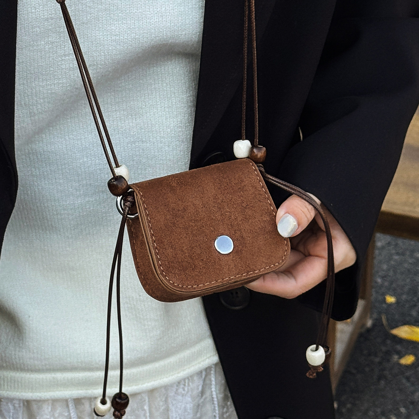 小众设计麂皮绒迷你口红小方包女2026新款冬季百搭复古单肩斜挎包