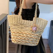 夏天沙滩度假草编包女包2026新款 时尚 大容量百搭通勤托特包编织包