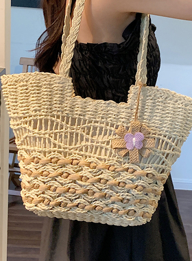 夏天沙滩度假草编包女包2026新款时尚大容量百搭通勤托特包编织包