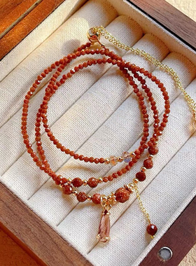 许愿/超闪金沙石14K包金手链2mm切面极细手串手链项链定制闺蜜女