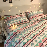 Bộ quần áo bốn mảnh bằng vải cotton của boho của bộ mô hình phòng giữ chăn tươi hình học - Bộ đồ giường bốn mảnh mua chăn ga gối đệm