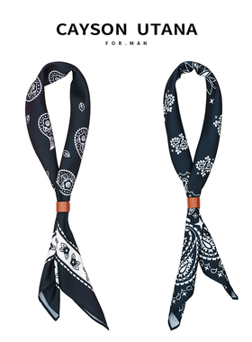 阿美咔叽丝巾男士小方巾佩斯利纹英伦领巾腰果花小围巾美式复古