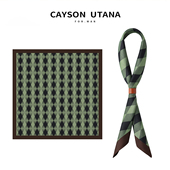 菱形格子Vintage男士 丝巾日系复古领巾设计感方巾柔软小围巾