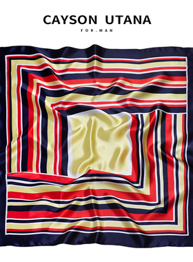 条纹小方巾男士丝巾复古衬衫领巾英伦小围巾