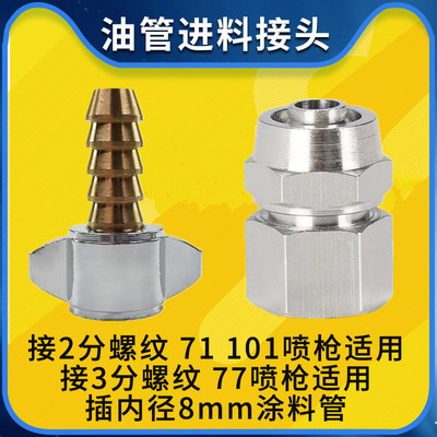 鼠尾油管接头隔膜泵涂料桶喷漆枪油漆管接头进料头W71/101/77活接