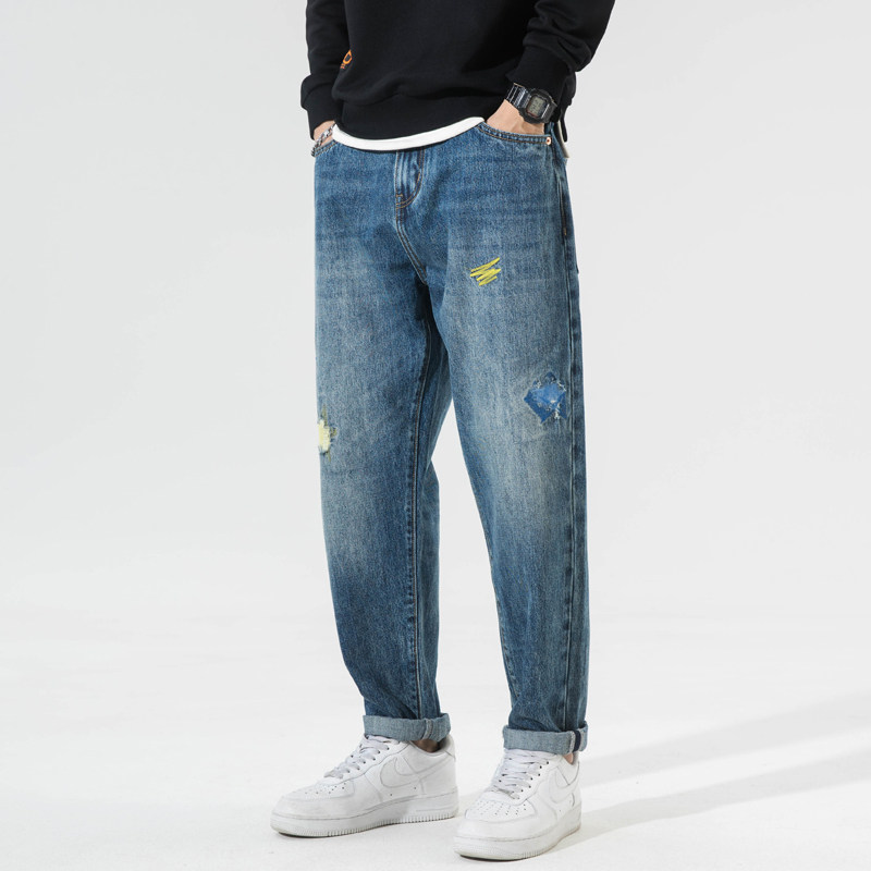 白墙抖音品质牛仔裤装浅色破洞加肥加大DSA012-nz272-p80,男装牛仔裤,星座415A（原A012）