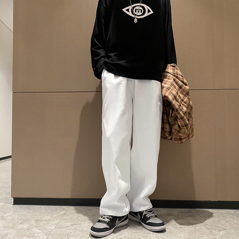 港风内景模特大码色男士宽松裤白休闲港风DSA012k232p55,男装休闲裤,星座415A（原A012）