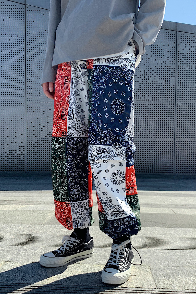 港风模特外景宽松男士印花裤腰果彩色贴港风DSA012k234p45,男装休闲裤,星座415A（原A012）