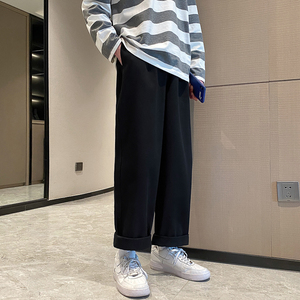 港风内景模特大码色男士宽松裤黑休闲港风DSA012k232p55图片