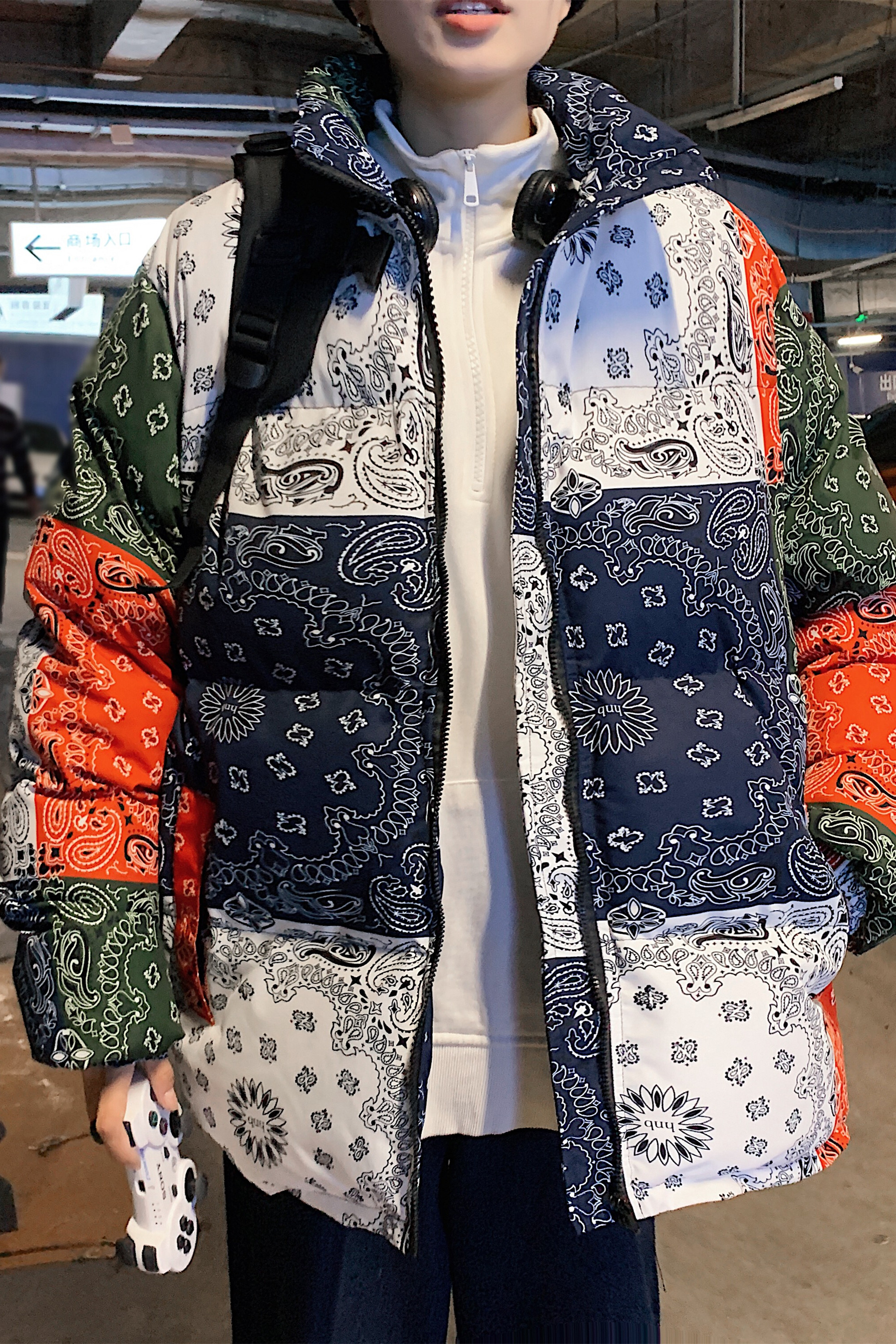 港风大码男士大码男棉衣色碎花不规则不对称面DSA012m36p110,男装棉衣,星座415A（原A012）