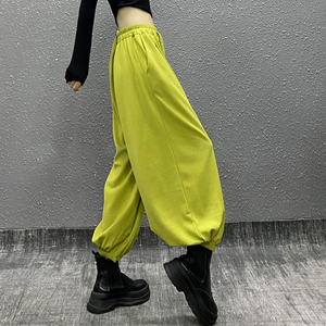 帅气时尚宽松运动休闲裤女2023春新款洋气显瘦高腰束脚百搭灯笼裤