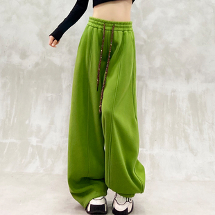 高腰宽松显瘦百搭香蕉裤 帅气口袋设计垂感加绒休闲弯刀裤 女冬新款