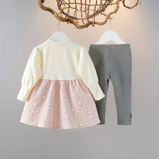 女宝宝长袖可爱公主裙春装两件套1-2-3岁女童洋气公主连衣裙套装