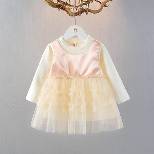 女宝宝纱裙春装儿童裙1-2-3岁公主裙春秋季女童长袖连衣裙