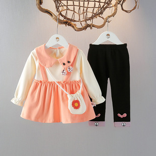 女童春装公主裙套装1-2-3岁女宝宝衣服连衣裙两件套裙套装