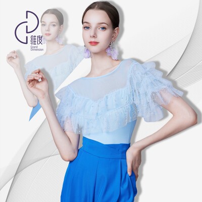 【维度舞服】Y313 女士上衣摩登舞拉丁舞广场舞练习服赛服短袖