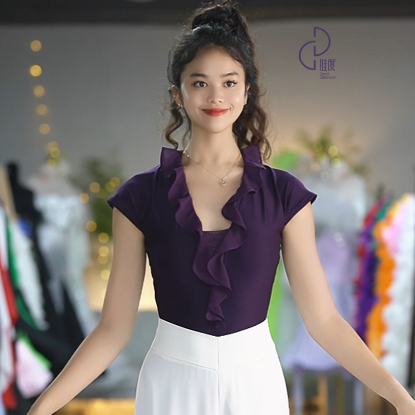 Y563维度舞服新款女士上衣摩登蹈服拉丁舞女式华尔兹显气质