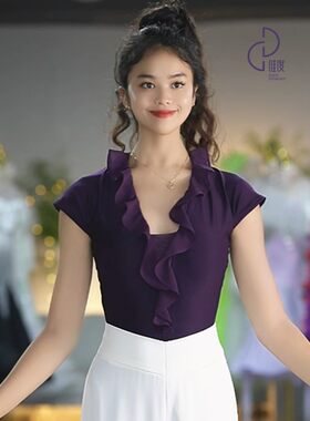 Y563维度舞服新款女士上衣摩登蹈服拉丁舞女式华尔兹显气质