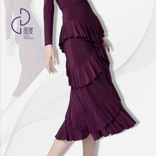 【维度舞服】Q03原创设计女士半身裙摩登舞衣拉丁舞练习服气质显